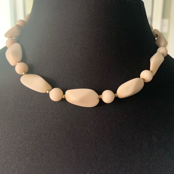 Necklace bead choker white vintage - Picture 2 of 8